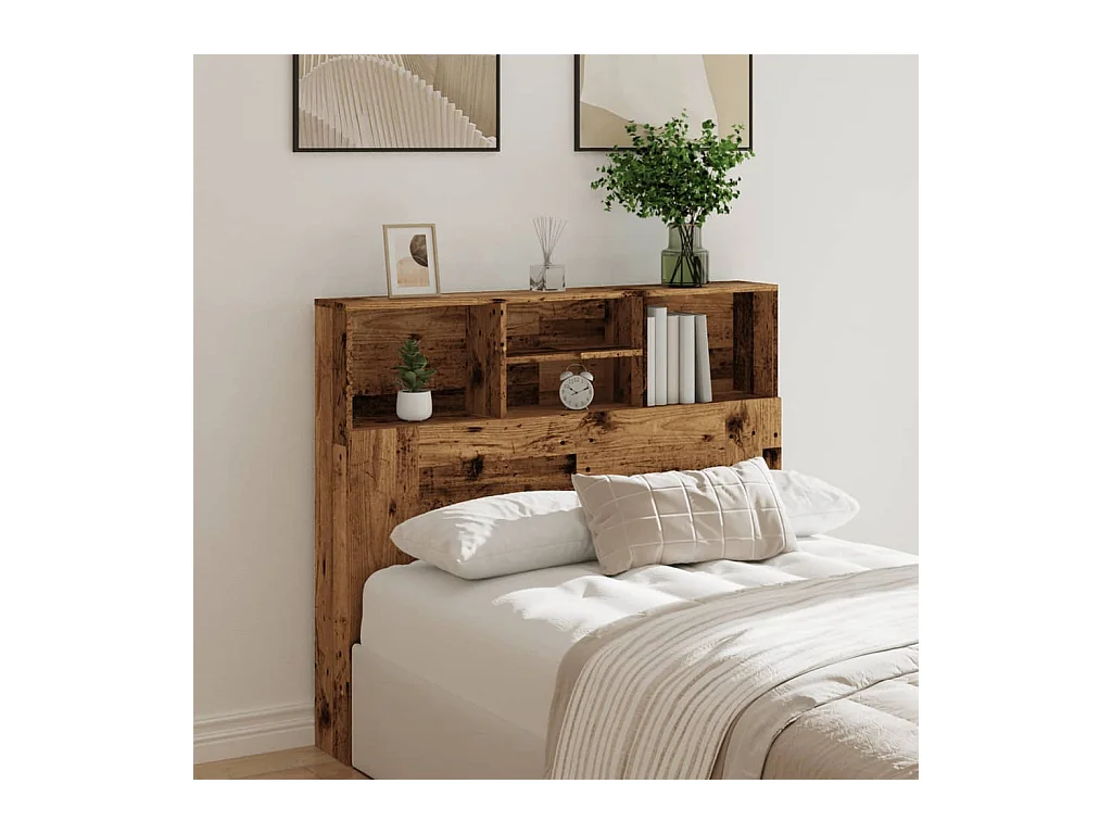 Oude houten hoofdeindekast 120x19x103,5 cm