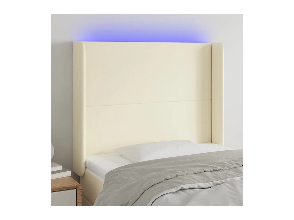 LED-Kopfteil Creme 93x16x118/128 cm Kunstleder