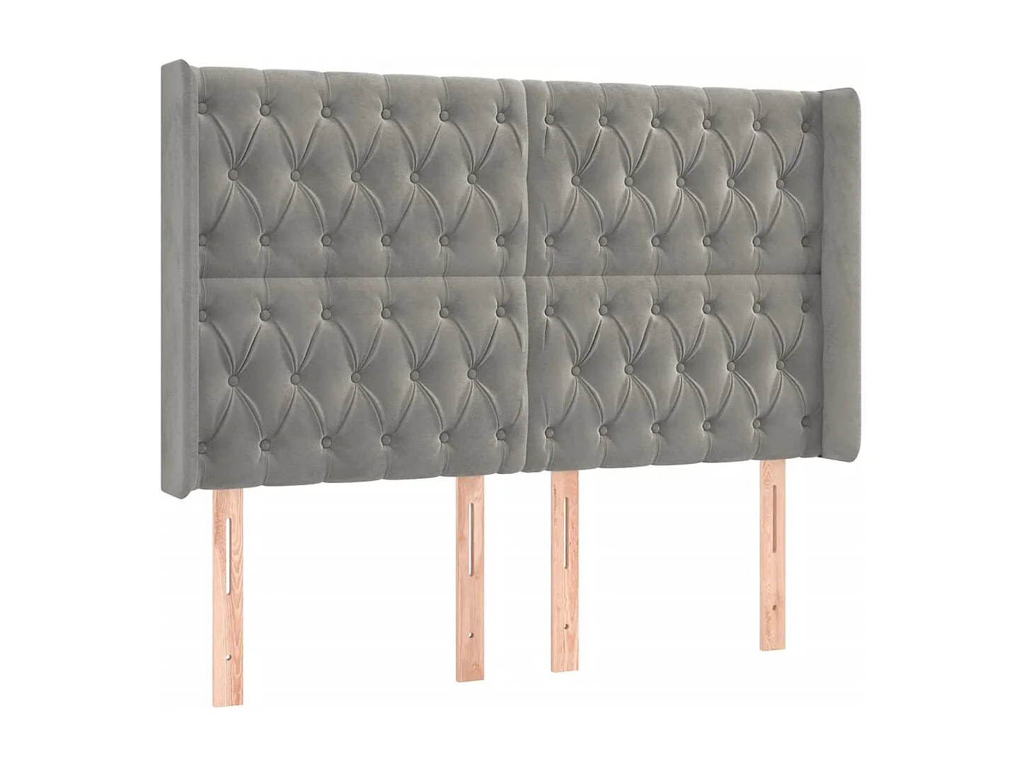 LED-Kopfteil Hellgrau 163x16x118/128 cm Samt