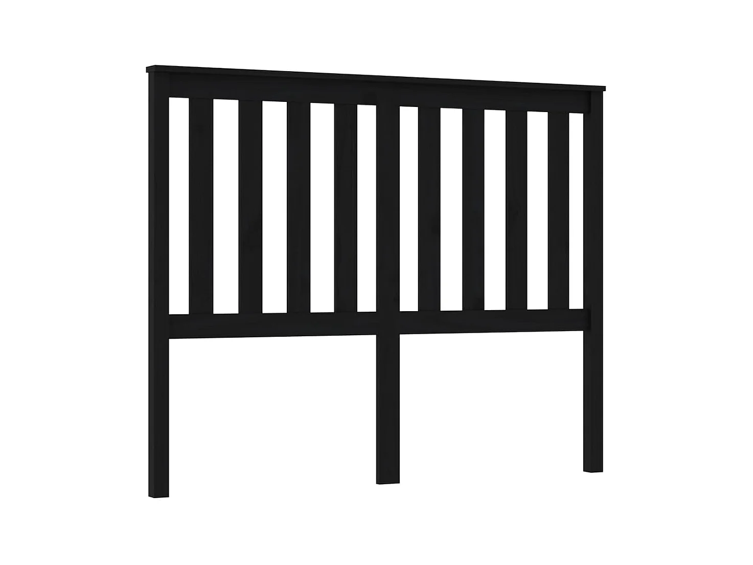 Schwarzes Kopfteil 146x6x101 cm Massivholz Kiefer