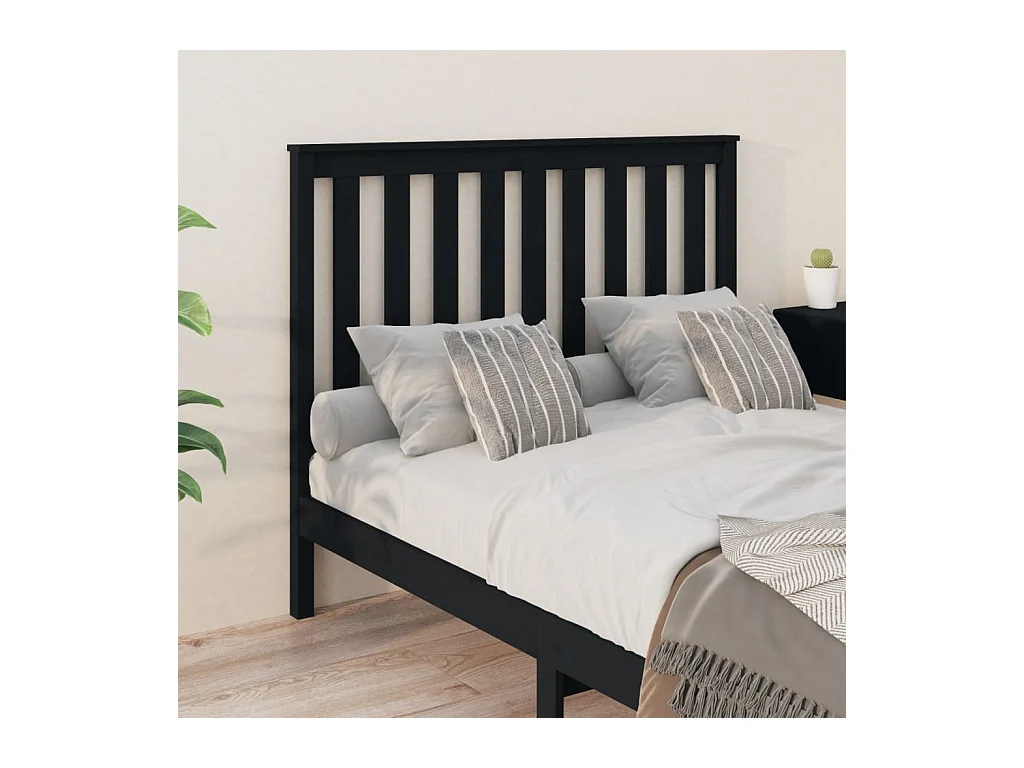 Schwarzes Kopfteil 146x6x101 cm Massivholz Kiefer