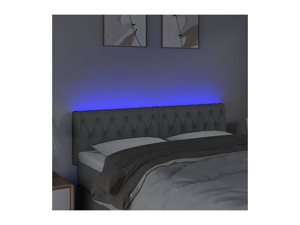 LED hoofdbord Lichtgrijs 144x7x78/88 cm Stof