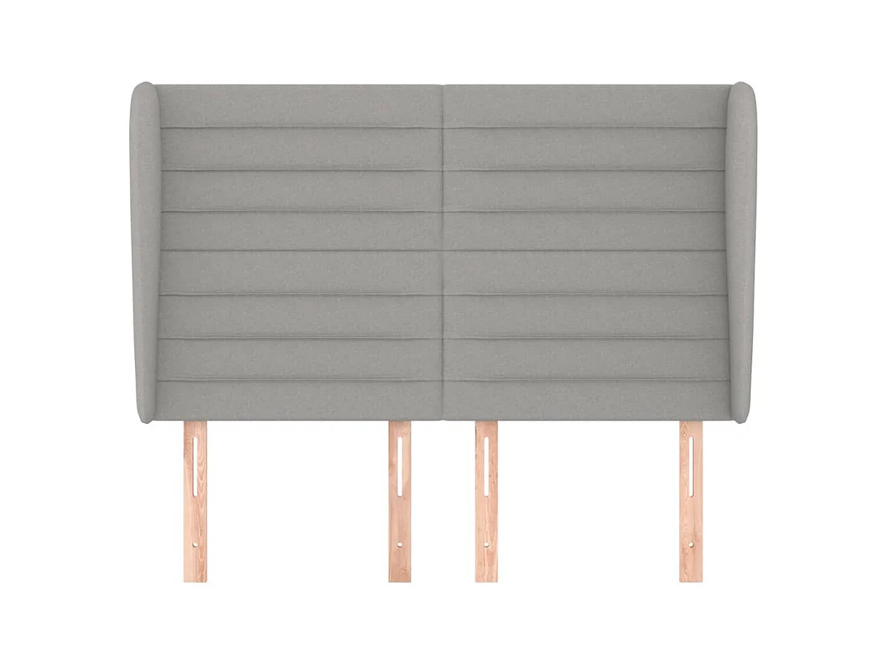 Kopfteil mit Flügeln Hellgrau 147x23x118/128 cm Stoff