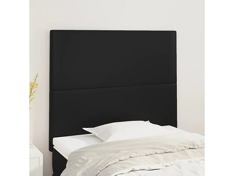Cabeceros 2 uds Negro 90x5x78/88 cm Polipiel