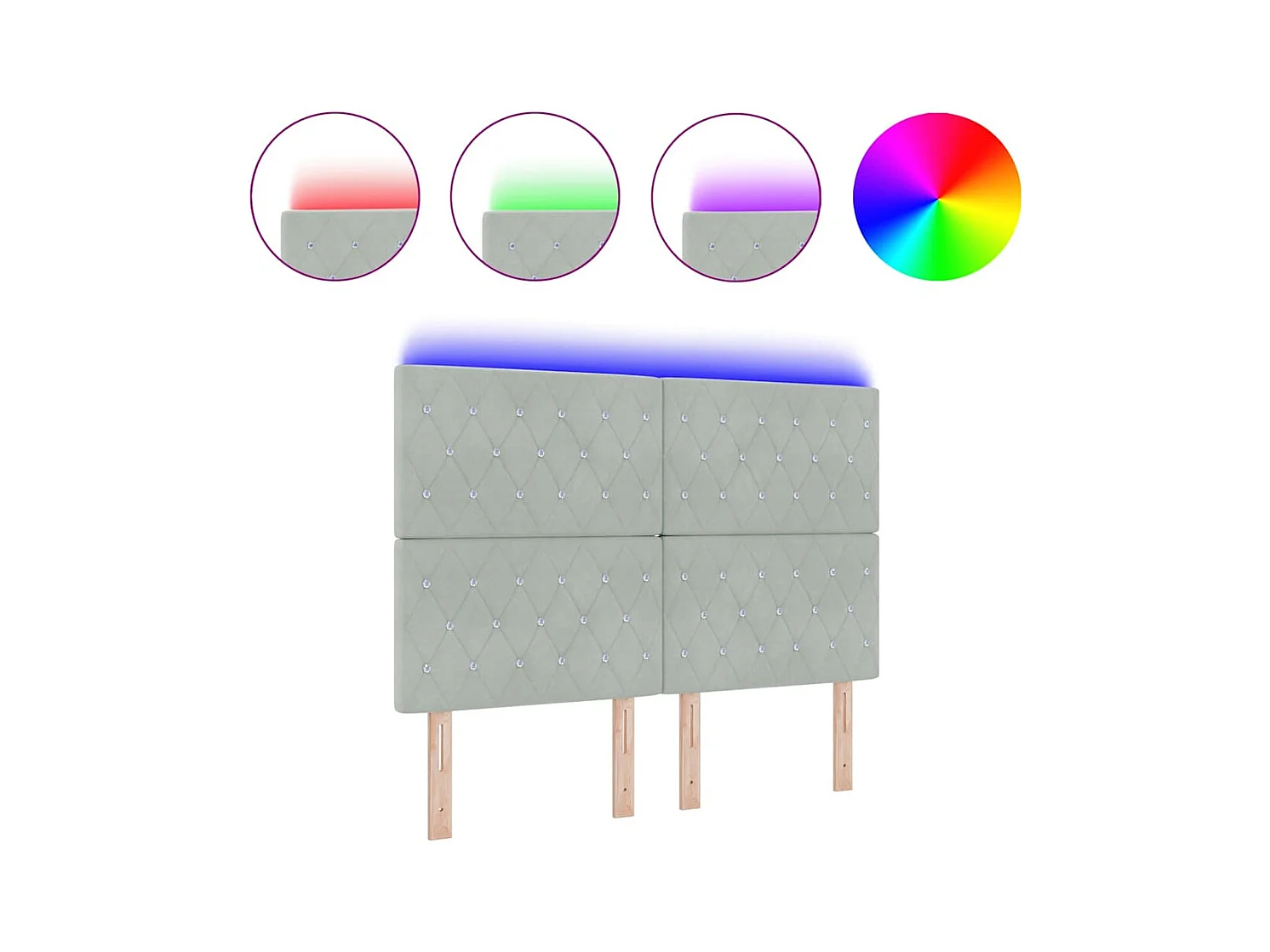 Argyle LED Hoofdbord Lichtgrijs 80 cm Fluweel