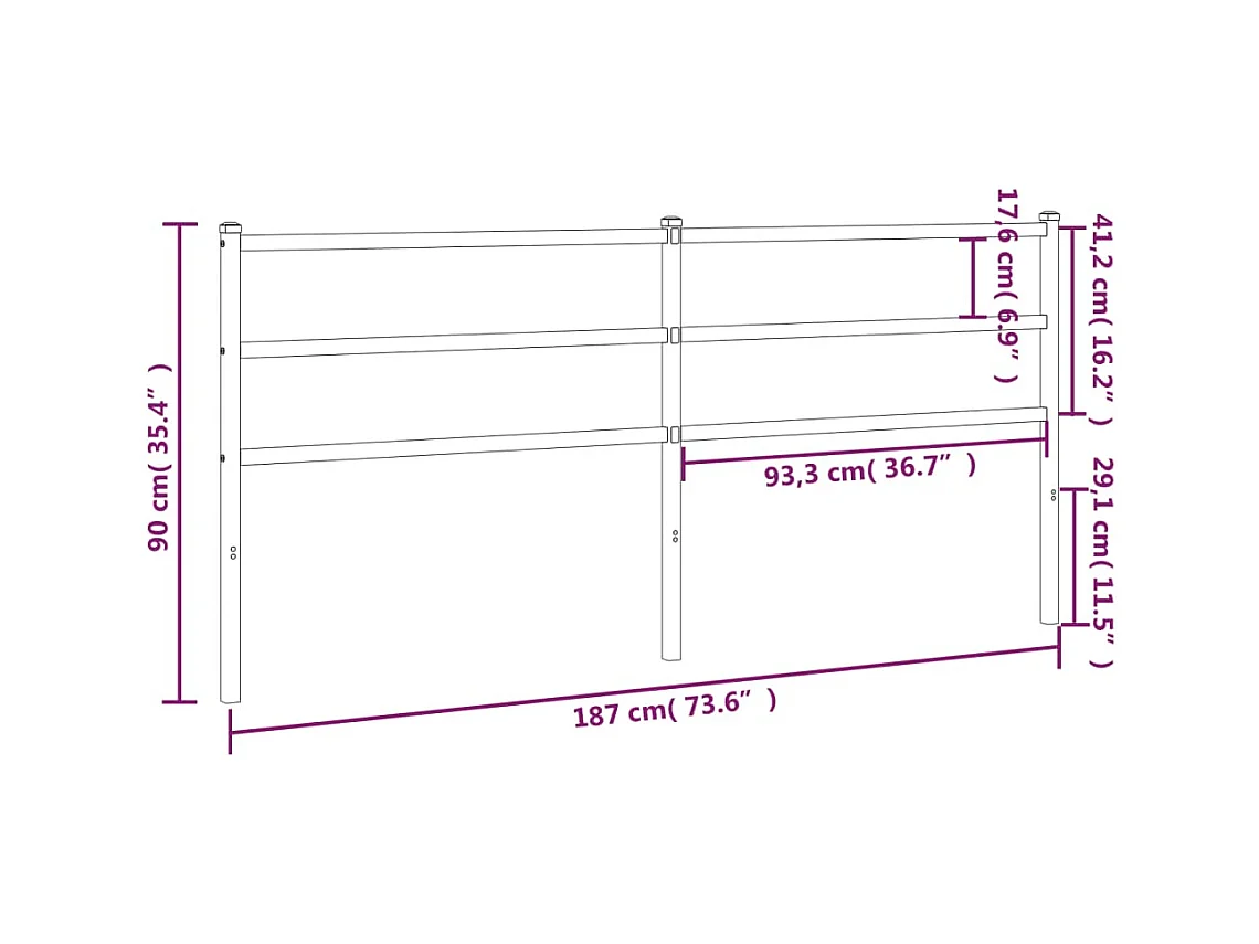Wit metalen hoofdbord 180 cm