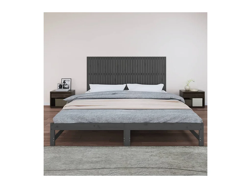 Tête de lit murale Gris 204x3x90 cm Bois massif de pin