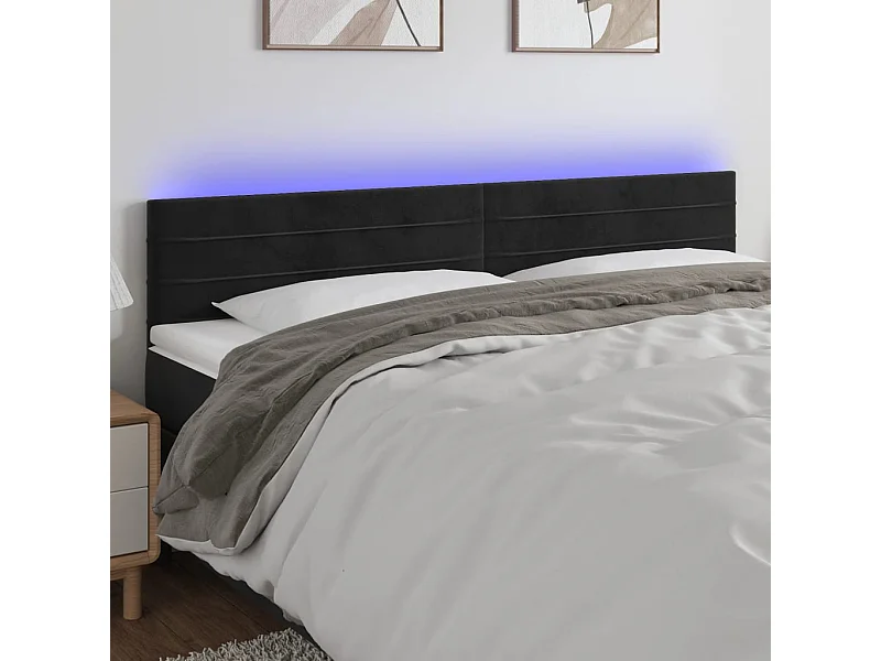 Cabecero LED negro 180x5x78/88 cm Terciopelo