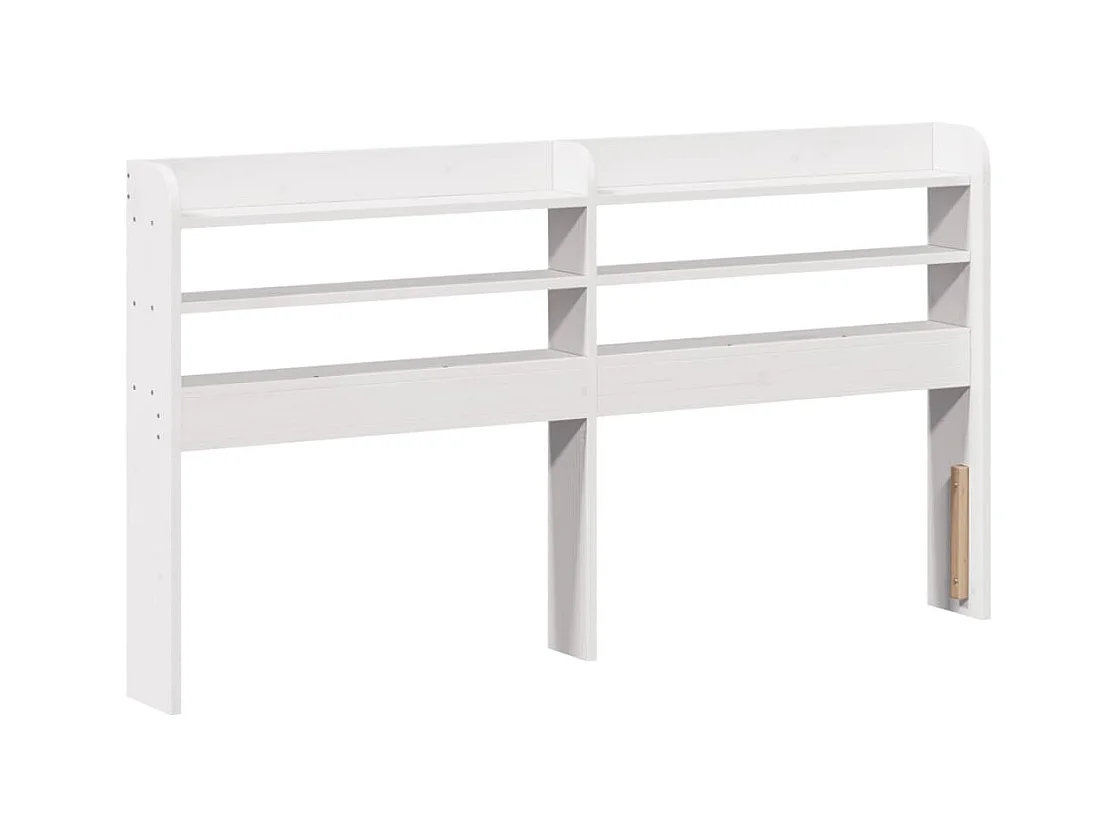 Cabecero blanco con estantes 150 cm madera maciza de pino