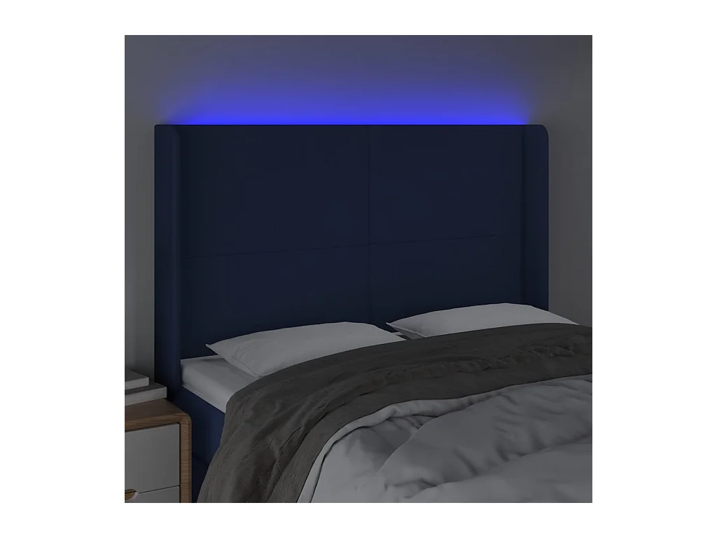 Blauw LED hoofdbord 147x16x118/128 cm Stof