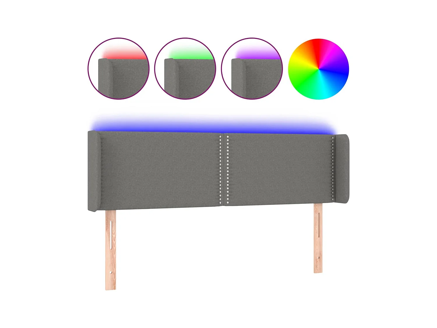 LED-Kopfteil Dunkelgrau 147x16x78/88 cm Stoff