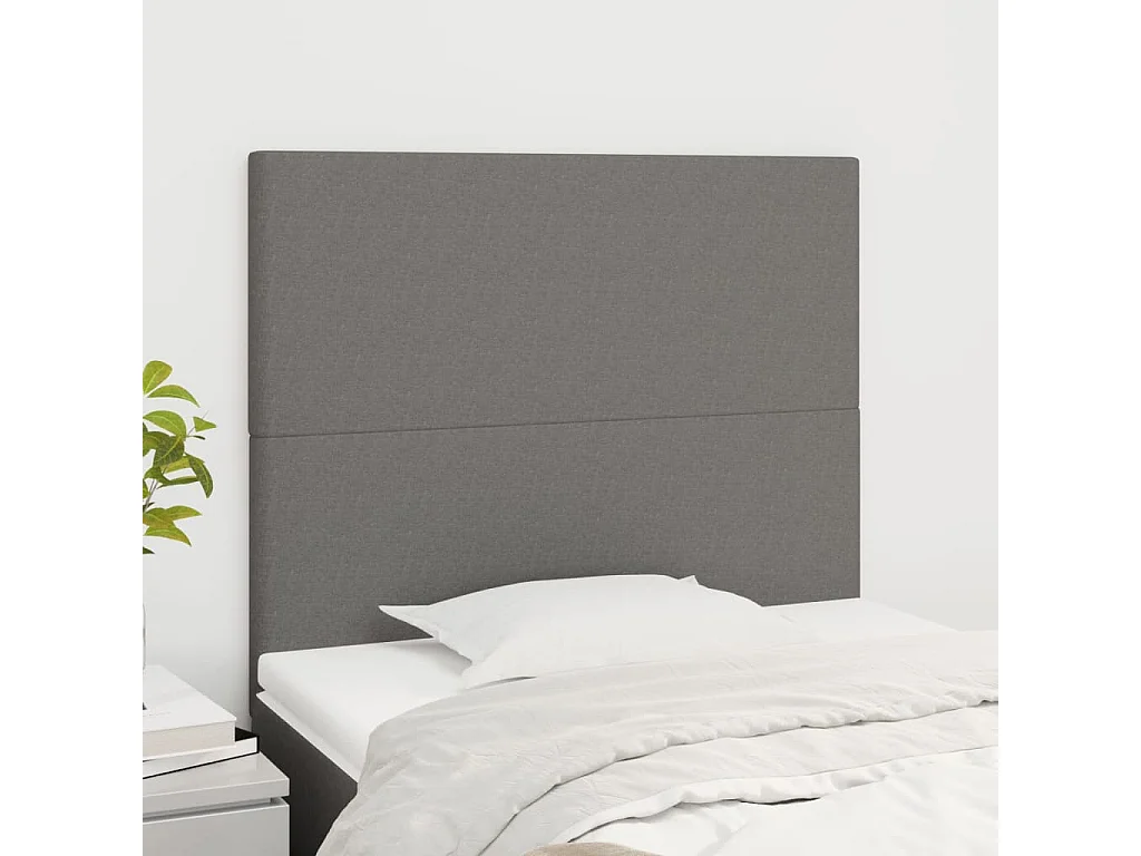 Têtes de lit 2 pcs Gris foncé 90x5x78/88 cm Tissu