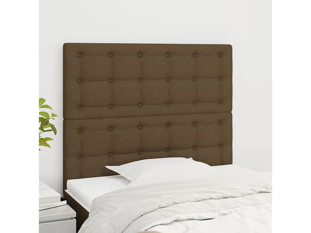 Têtes de lit 2 pcs Marron Foncé 100x5x78/88 cm Tissu