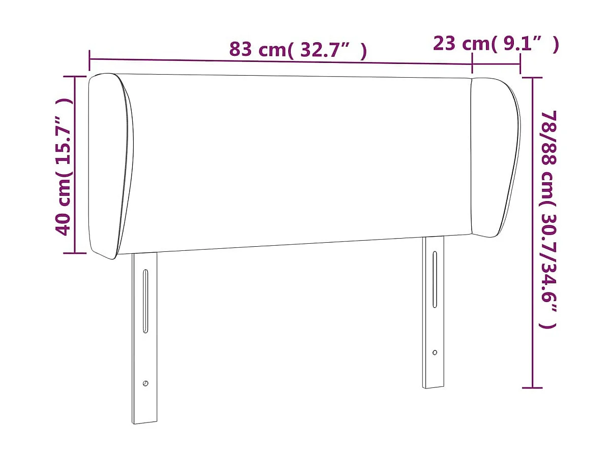 Hoofdbord met vleugels Zwart 83x23x78/88 cm Fluweel
