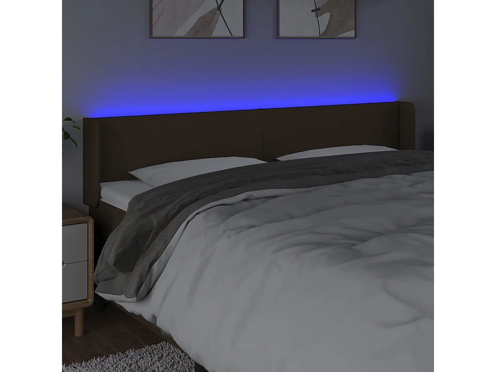 Testiera LED Marrone Scuro 183x16x78/88 cm Tessuto