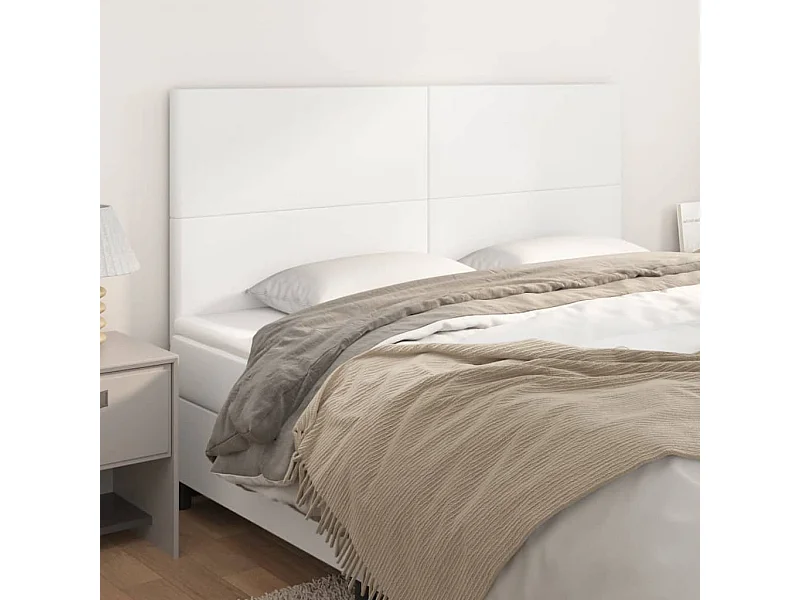 Cabeceros 4 piezas Blanco 80x5x78/88 cm Polipiel