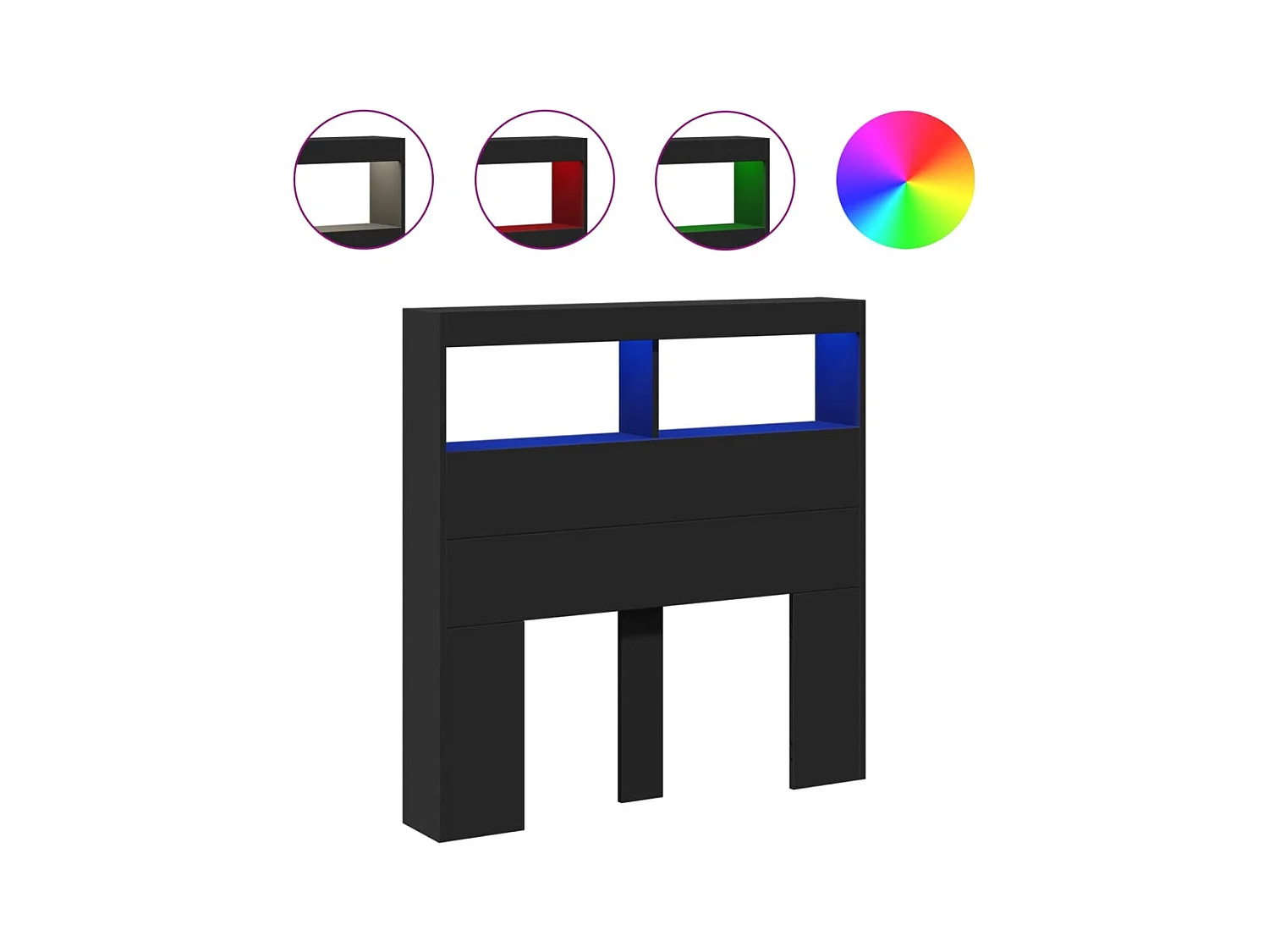 Kopfteilschrank mit LED schwarz 100x17x102 cm