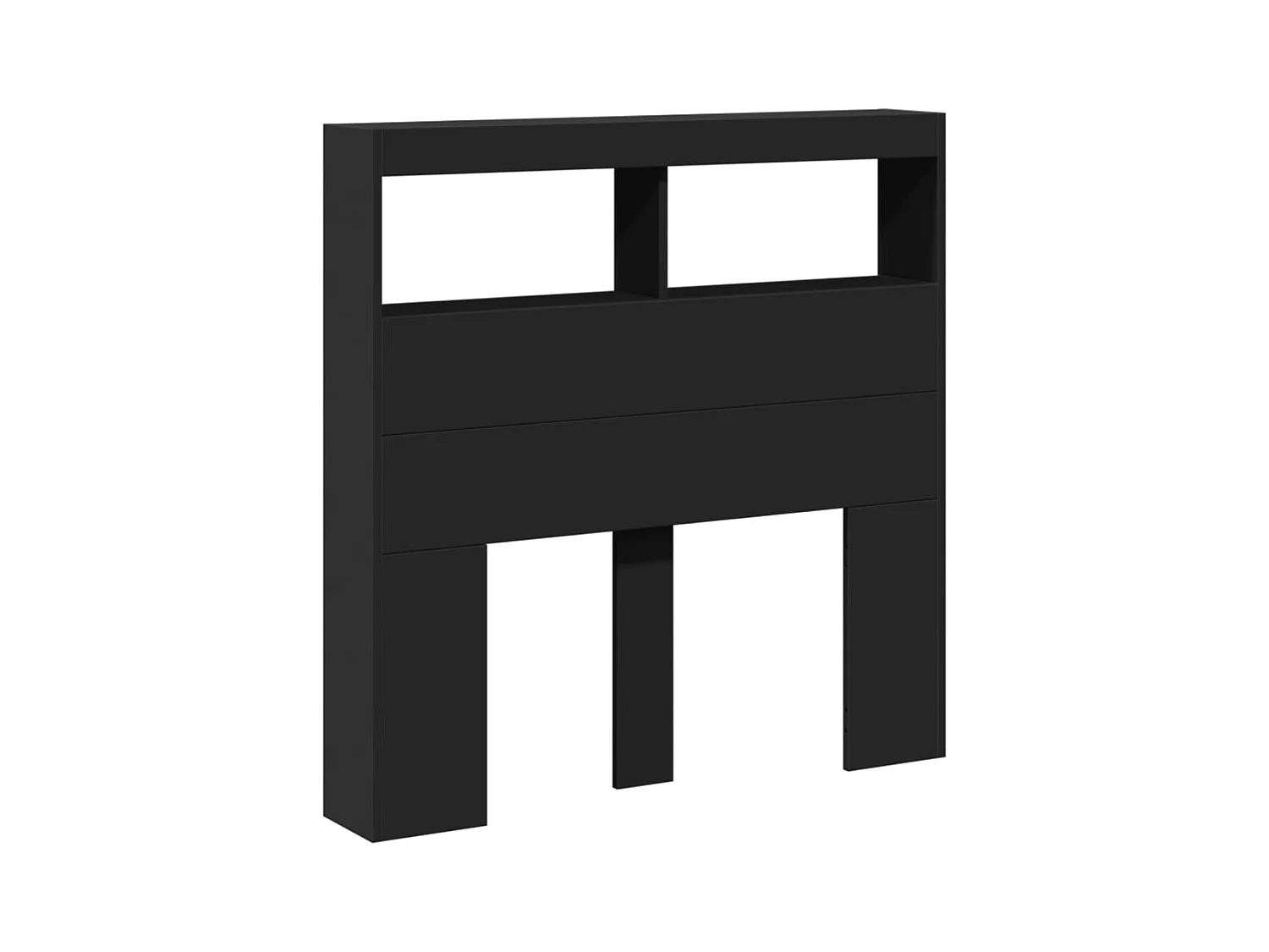 Kopfteilschrank mit LED schwarz 100x17x102 cm