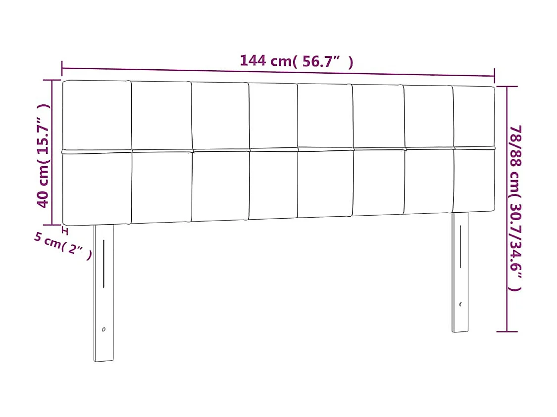 Schwarzes LED-Kopfteil 144x5x78/88 cm Samt