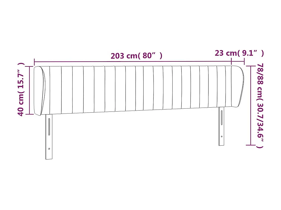 Testiera con ali Marrone scuro 203x23x78/88 cm Tessuto
