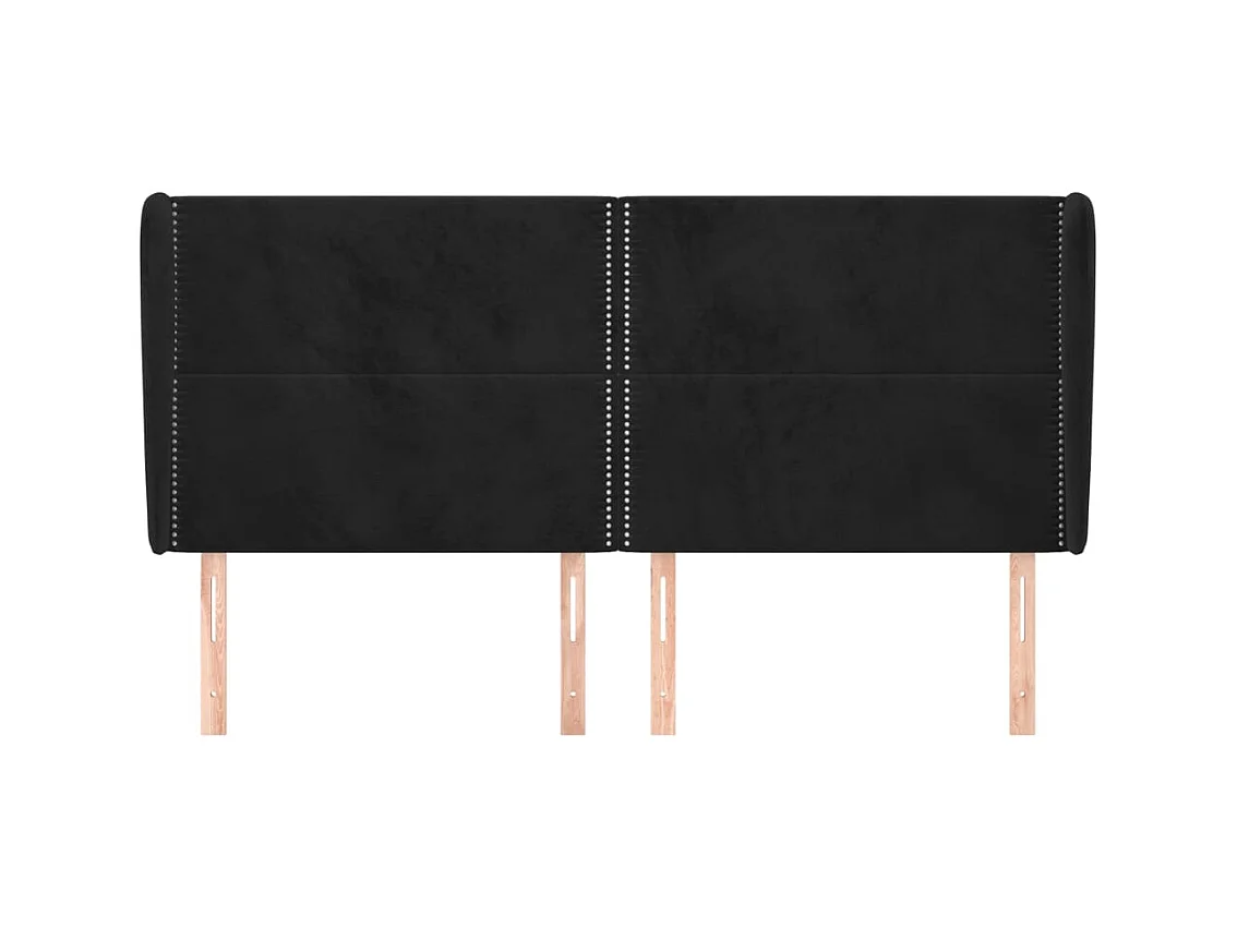 Hoofdbord met vleugels Zwart 203x23x118/128 cm Fluweel