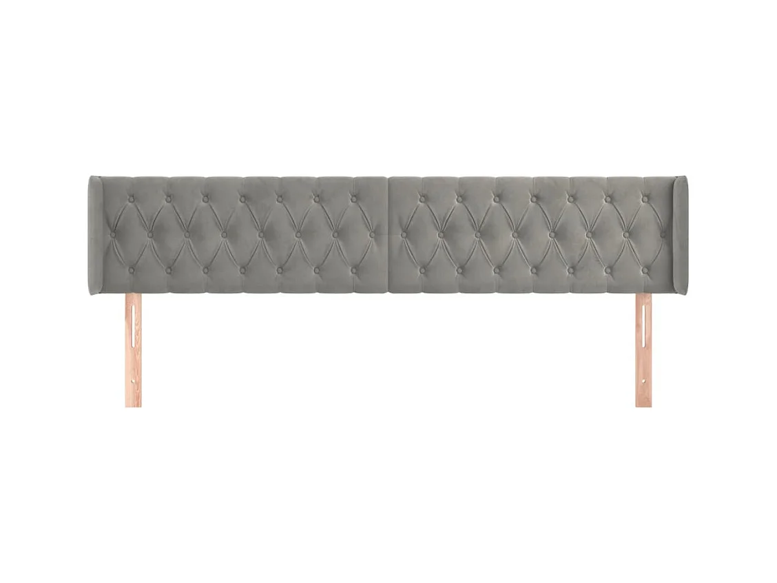 Tête de lit avec oreilles Gris clair 203x16x78/88 cm Velours