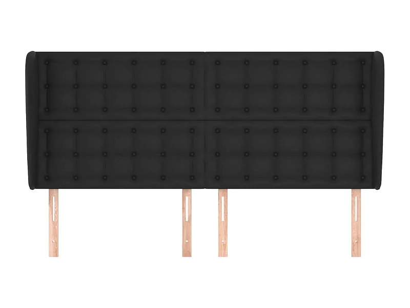 Testiera con ali Nero 163x23x118/128 cm Ecopelle