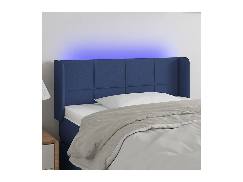 Blaues LED-Kopfteil 103x16x78/88 cm Stoff