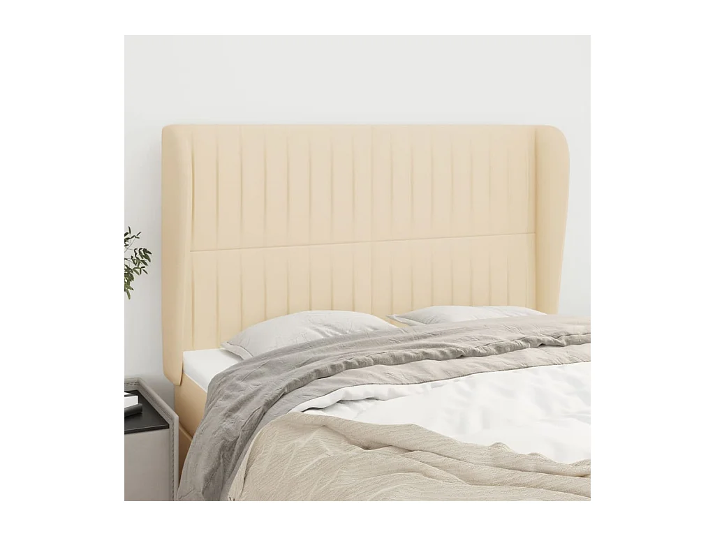 Hoofdbord met vleugels Crème 147x23x118/128 cm Stof