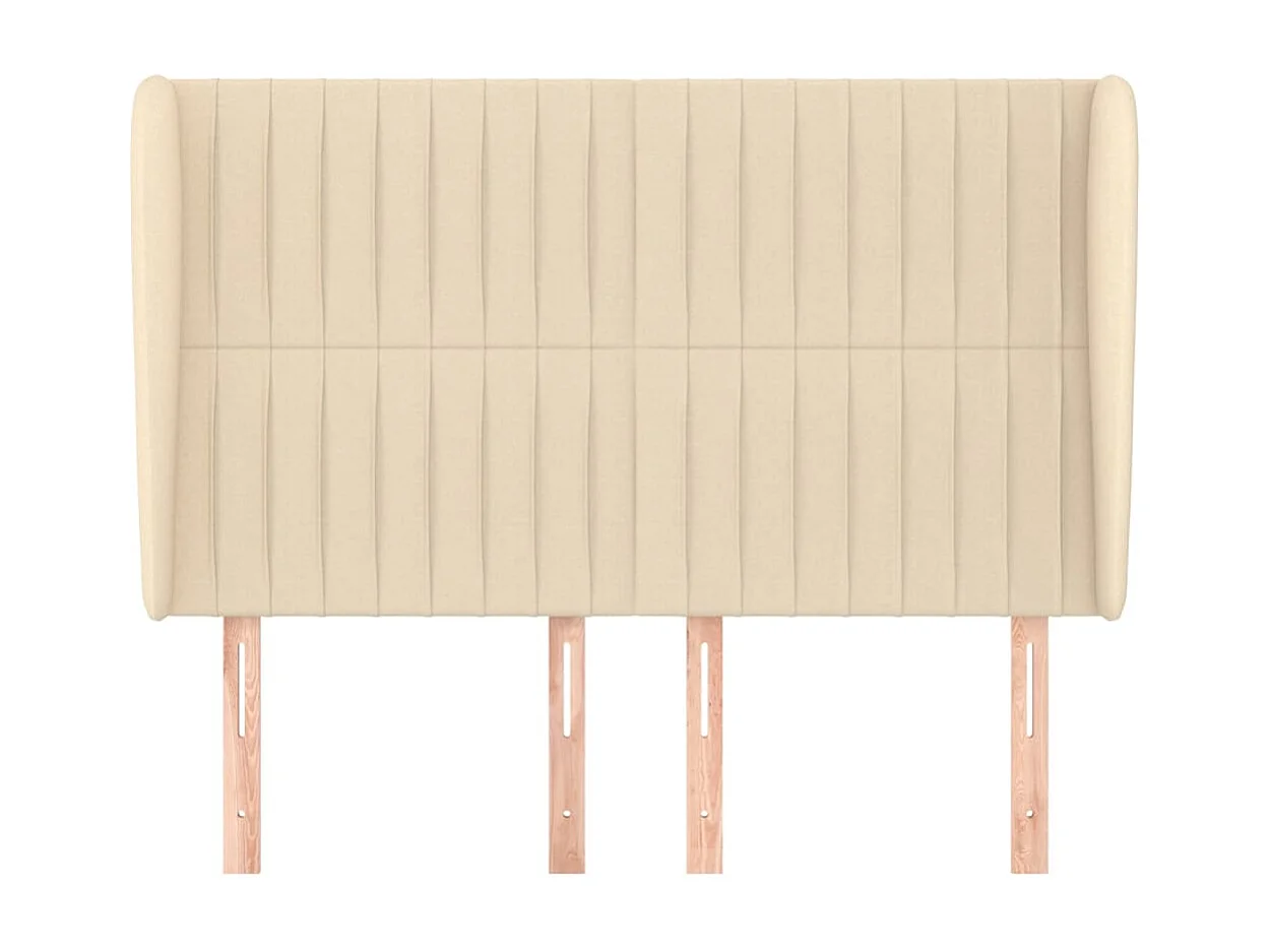 Testiera con ali Crema 147x23x118/128 cm Tessuto