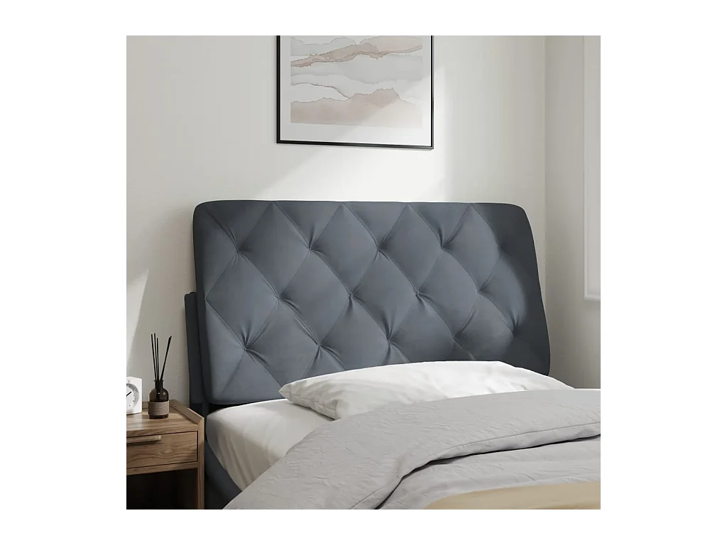 Donkergrijs hoofdbordkussen 100 cm fluweel