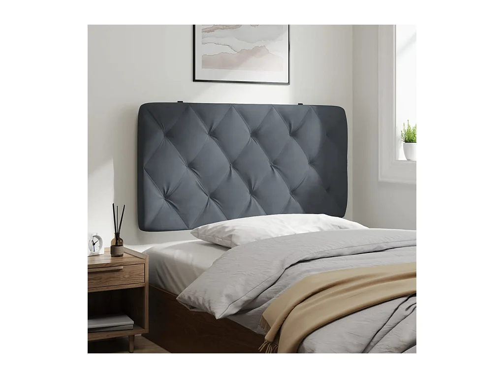 Donkergrijs hoofdbordkussen 100 cm fluweel