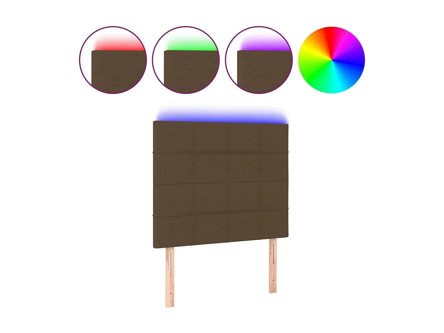 LED Hoofdbord Donkerbruin 90x5x118/128 cm Stof