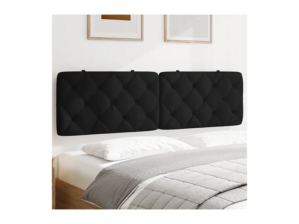 Zwart hoofdbordkussen 180 cm fluweel