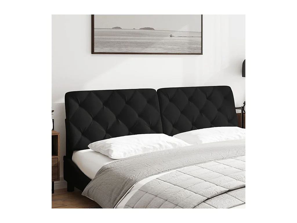 Zwart hoofdbordkussen 180 cm fluweel