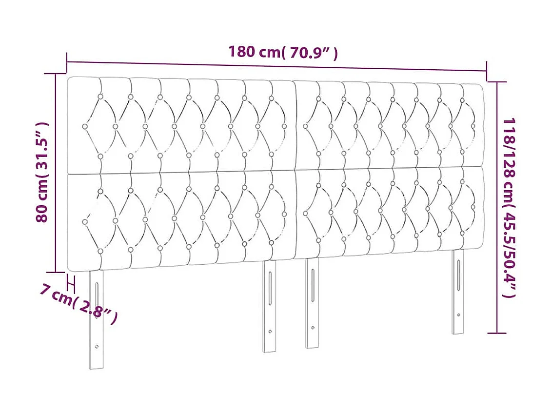 Hoofdborden 4 stuks Lichtgrijs 90x7x78/88 cm Fluweel