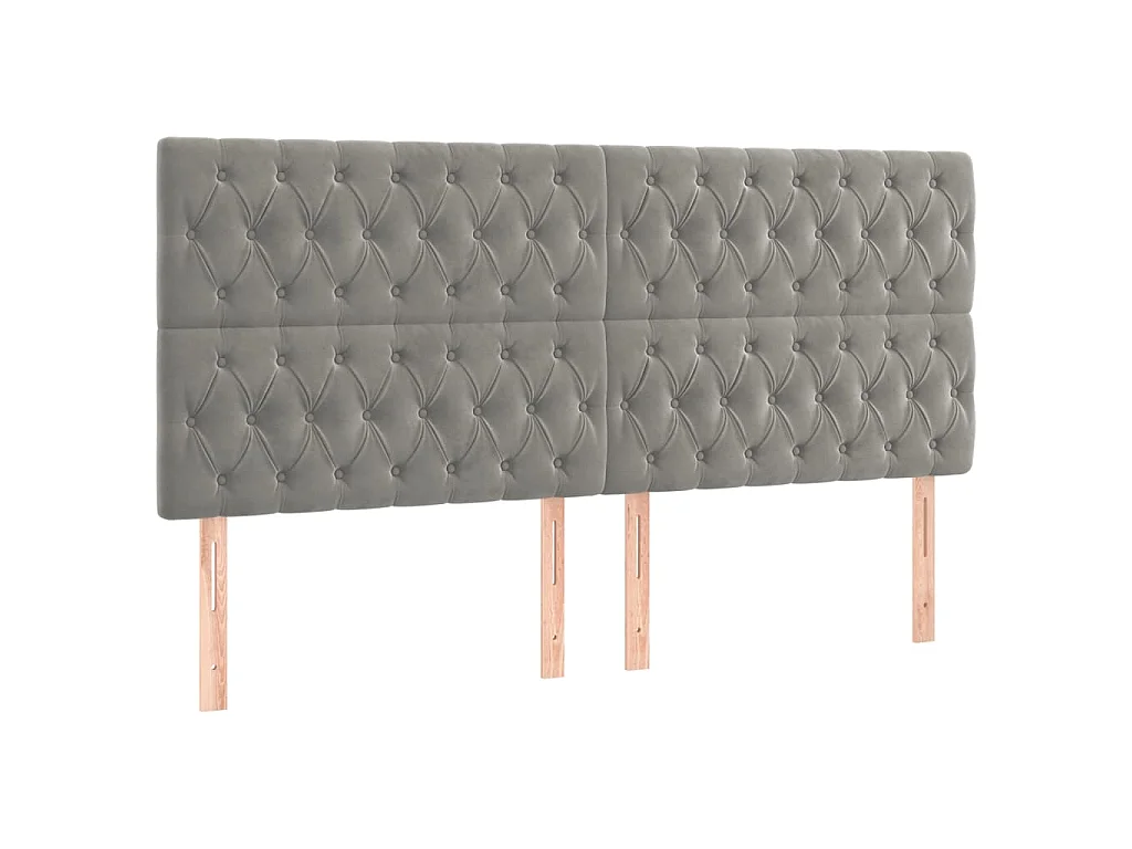 Têtes de lit 4 pcs Gris clair 90x7x78/88 cm Velours