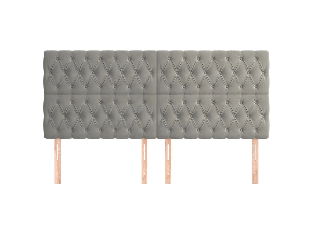 Têtes de lit 4 pcs Gris clair 90x7x78/88 cm Velours