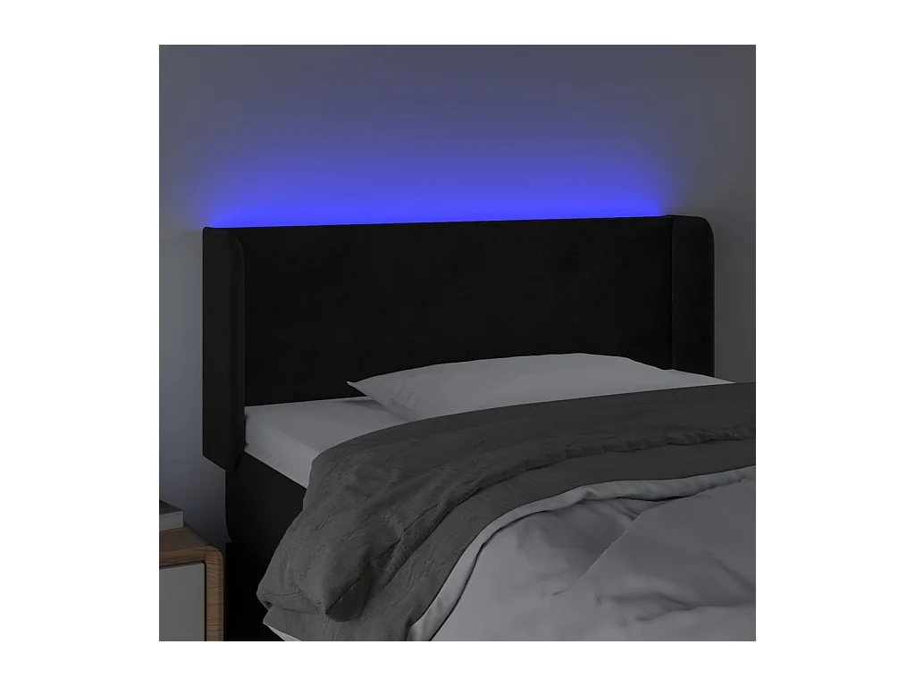 Zwart LED hoofdbord 83x16x78/88 cm Fluweel