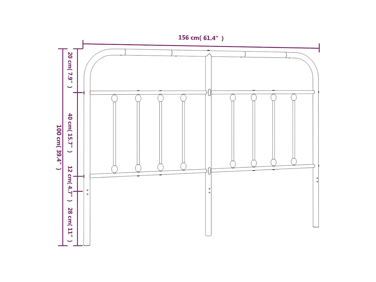 Wit metalen hoofdbord 150 cm