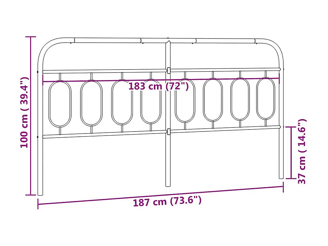 Cabecero de metal negro 183 cm