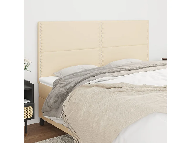 Hoofdborden 4 stuks crème 100x5x78/88 cm stof