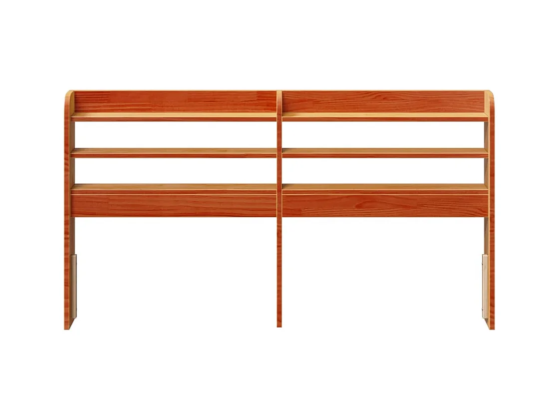 Cabecero con estantes, marrón cera, 150 cm, madera maciza de pino