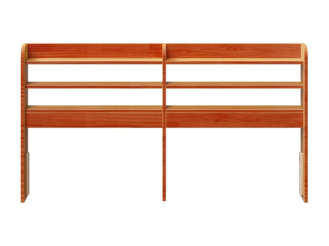 Testiera con ripiani, cera marrone, 150 cm, legno massello di pino