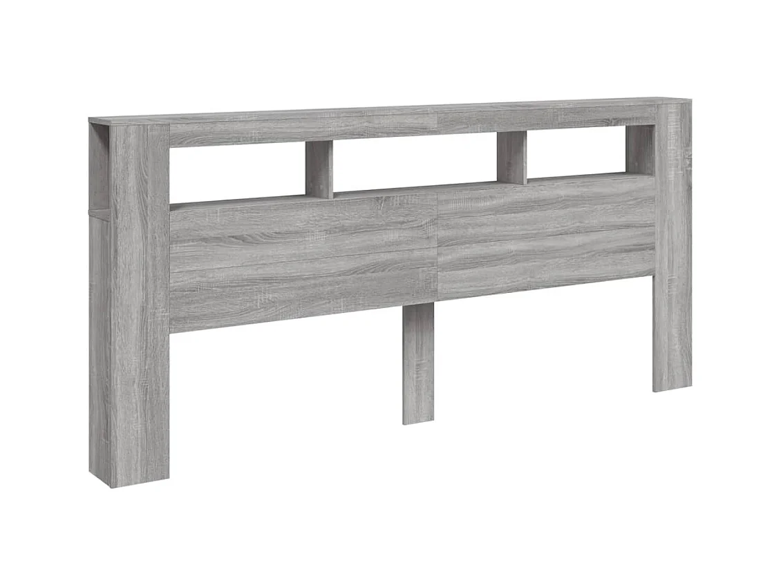 Sonoma grijs LED hoofdbord 220x18,5x103,5 cm bewerkt hout