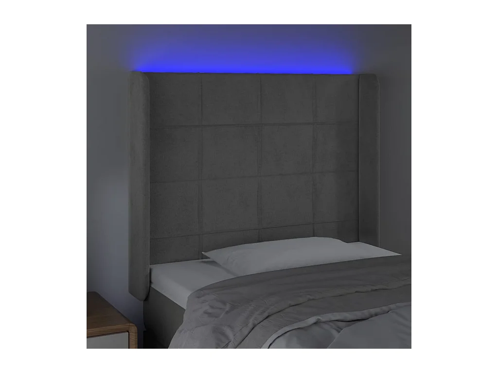 LED-Kopfteil Hellgrau 83x16x118/128 cm Samt