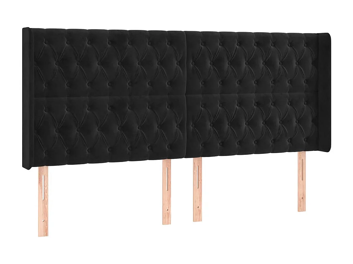 Testiera con ali Nero 203x16x118/128 cm Velluto