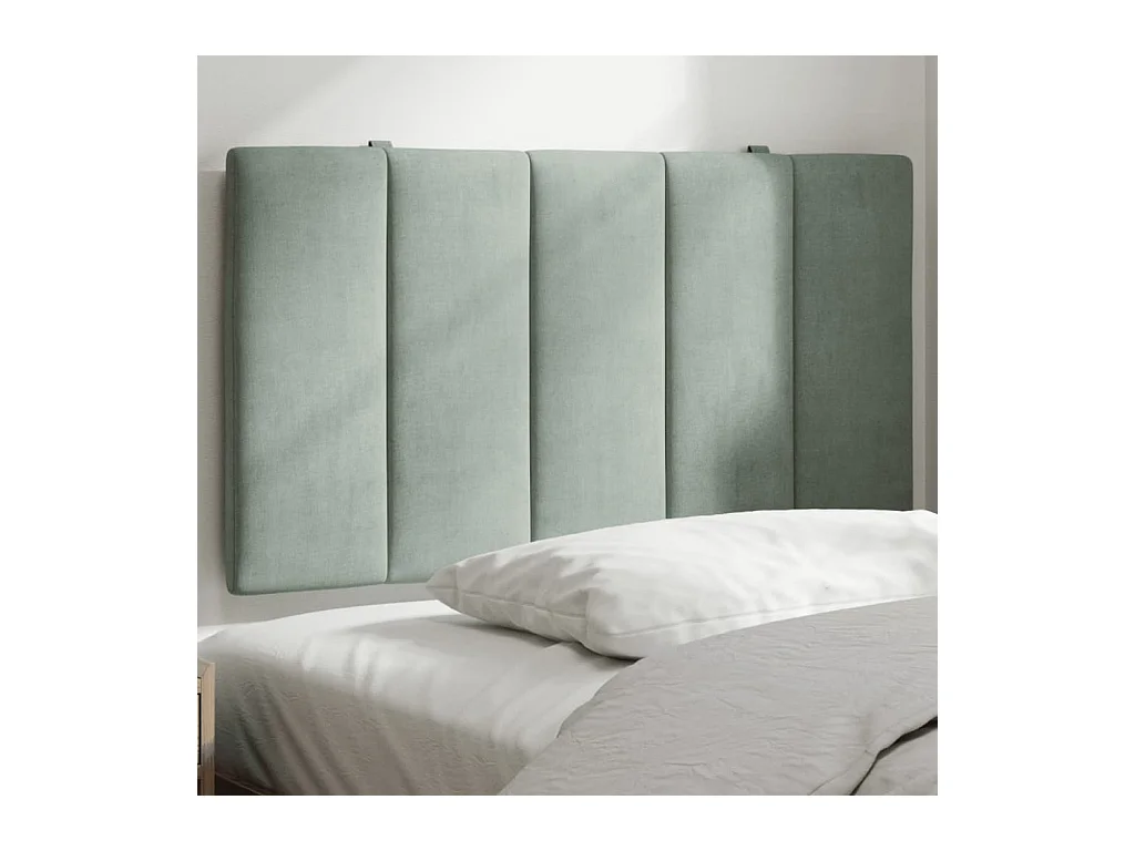 Coussin de tête de lit gris clair 90 cm velours