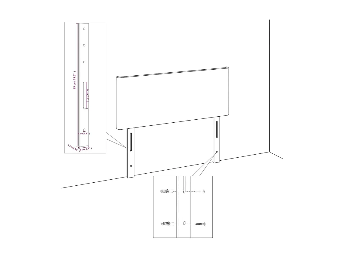 Testiera con orecchie Rose 103x23x78/88 cm Velluto