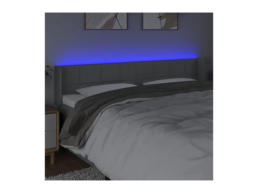 Testiera LED Grigio chiaro 163x16x78/88 cm Tessuto